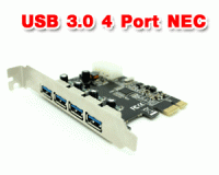 4 Port SuperSpeed USB 3.0 PCI-E PCI Express Card (NEC Chipset)
