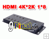 HDMI LKV318Pro 4K x 2K wall-mountable HDMI splitter 1x8 with full 3D and real 4Kx2