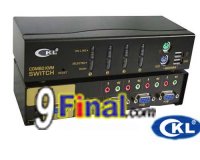 CKL KVM Switch 4 Port COMBO ( PS/2 + USB) with SOUND CKL-84UP with 4 Cable