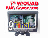 7" inch LCD monitor Quad view 4 CH vedio in Security Quad Monitor for cctv (BNC Connector)