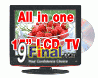 LCD TV All in one 15" with internal DVD Player KJ-1520DVD (TV + DVD + AV + VGA)