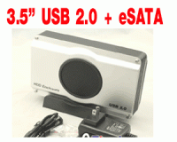 3.5" HDD Enclosure Aluminium + FAN Super Speed USB 2.0 + ESATA Interface #CP393UE