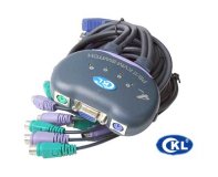 CKL KVM Switch 4 port PS/2 (CKL-341) with 4 Cable Max Res 1920*1440 Band width 250 Mhz